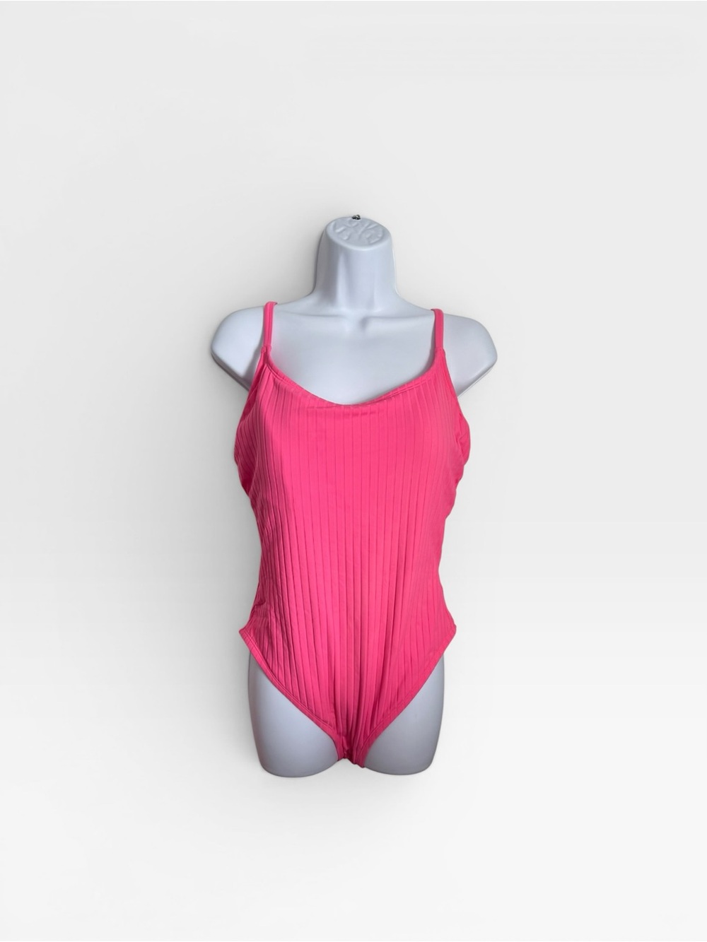 Hot Pink Ribbed Spaghetti Strap Bodysuit